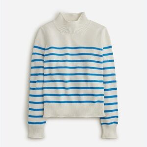 J. Crew Cream and Blue Striped Turtleneck Sweater